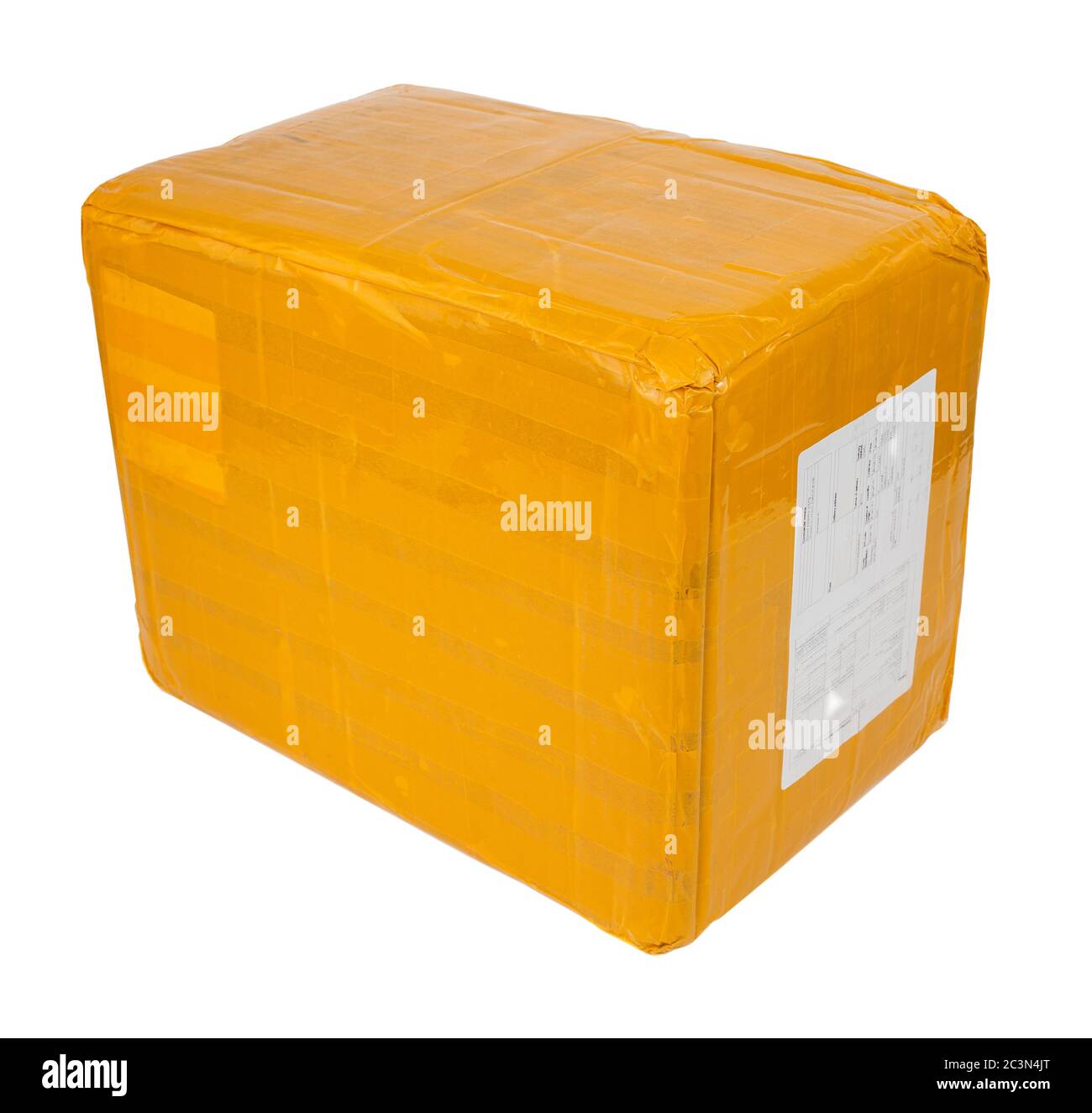 Download Cardboard Parcel Box Whole Wrapped With Yellow Sticky Tape Isolated On White Background Stock Photo Alamy Yellowimages Mockups