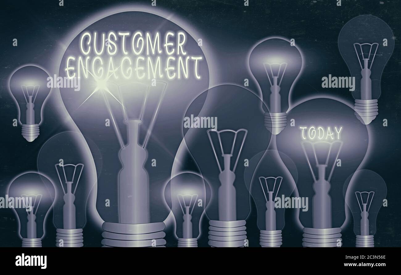 Writing note showing Customer Engagement. Business concept for ...