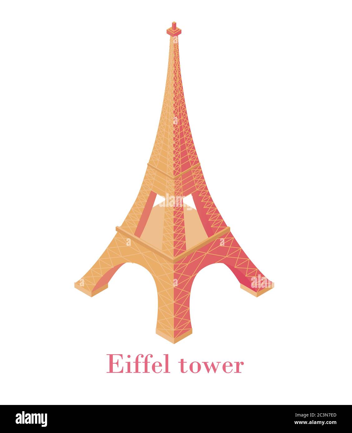 Eiffel Tower Isometric. Architectural wonder of world symbol Paris historical monument to vintage art. Stock Vector