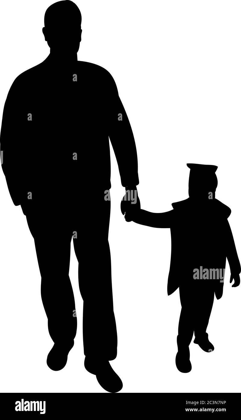 silhouette of a man with a child on a white background, isolated ...
