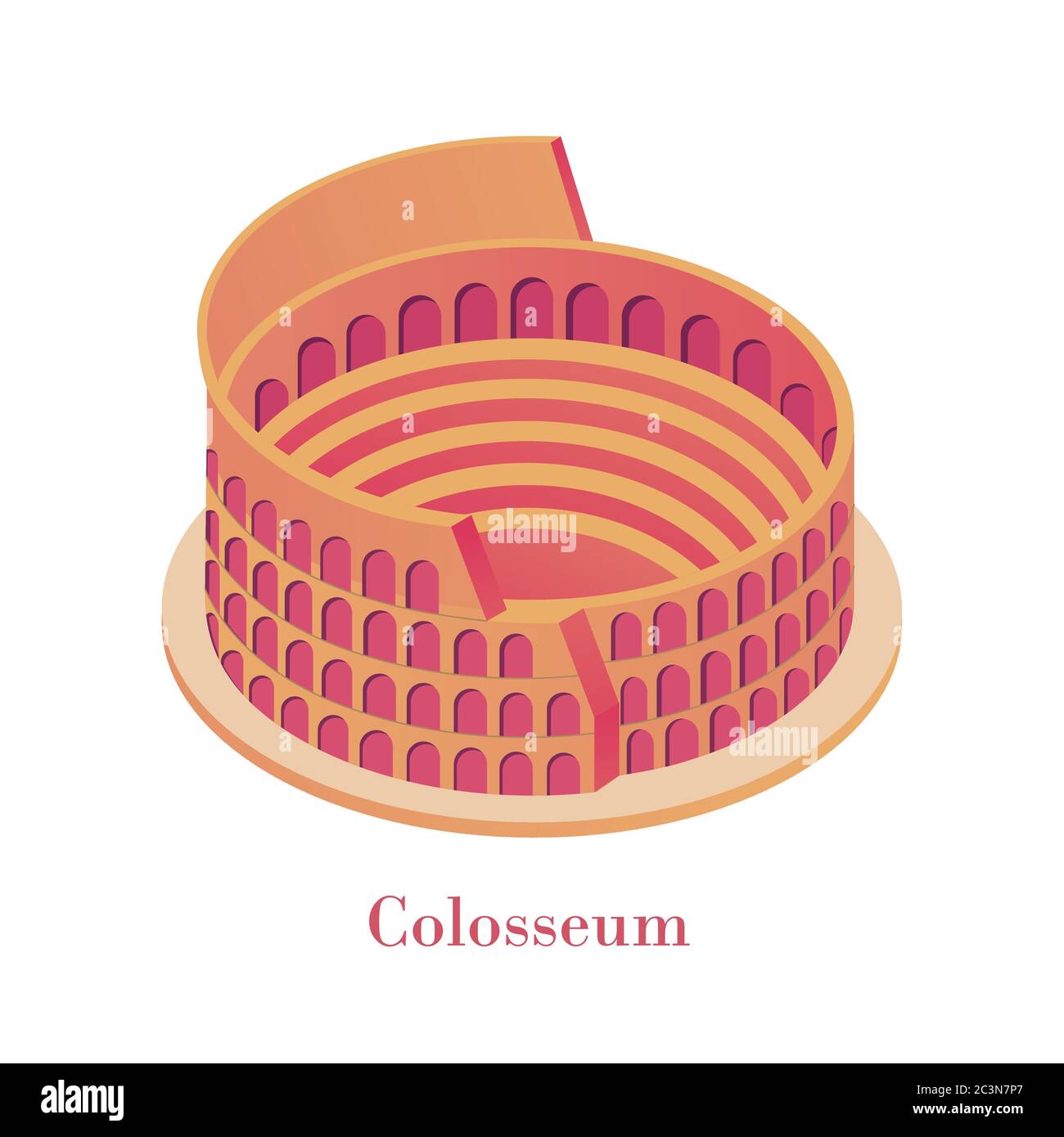 Coliseum Rome Isometric Ancient Colosseum isometric. Famous Italian landmark antique huge ...