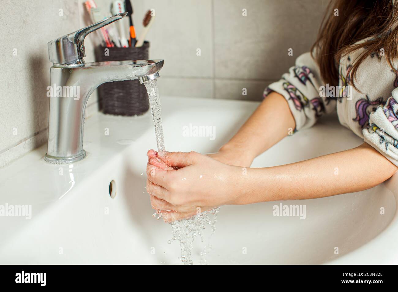 Home hand washing routine for children while epidemic Stock Photo Alamy
