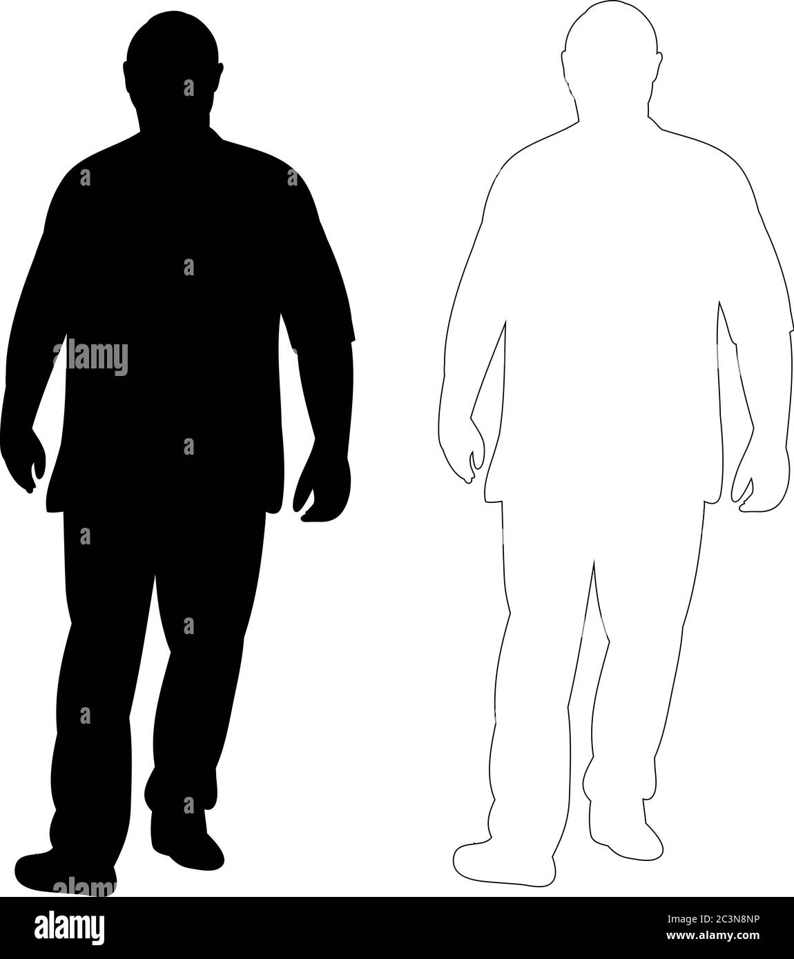 vector, isolated silhouette man walking, outline Stock Vector Image ...