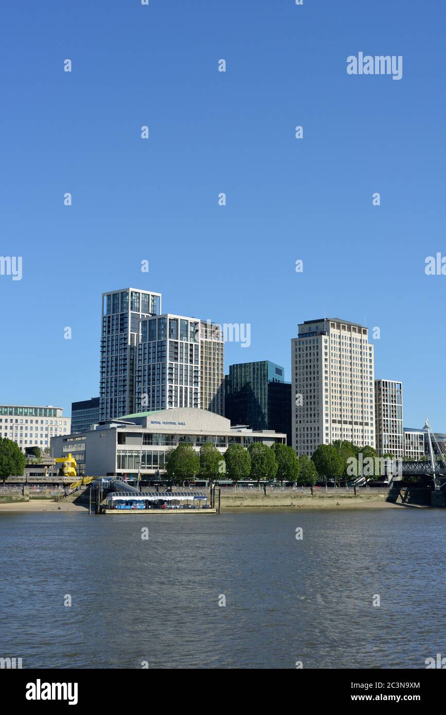 Royal Festival Hall and Festival Pier, Southbank Centre, Belvedere Road, Waterloo, Lambeth, London, United Kingdom Stock Photo