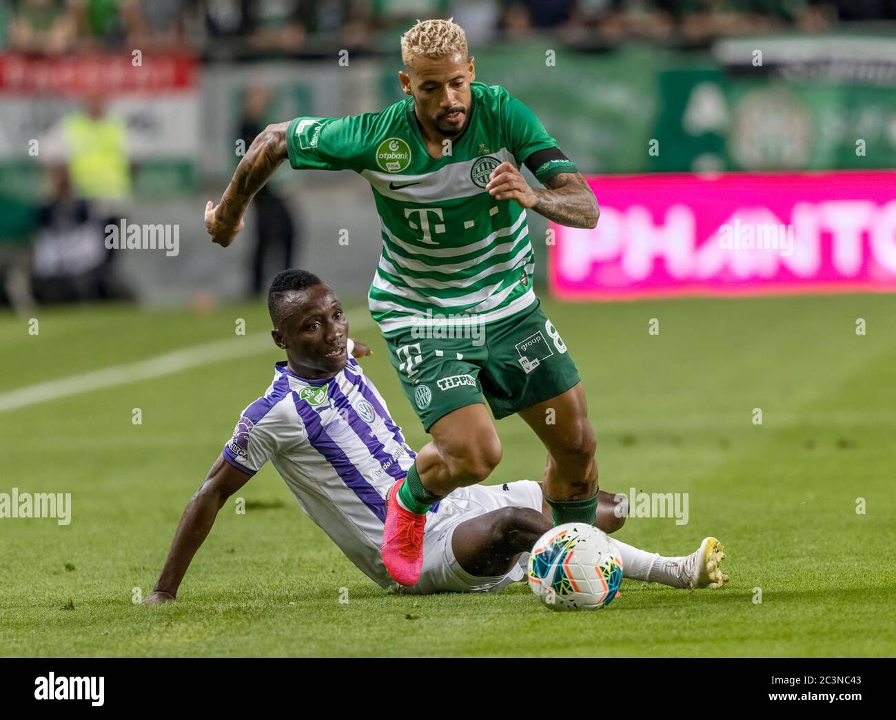 BUDAPEST, HUNGARY - JUNE 20: (l-r) Obinna Nwobodo of Ujpest FC