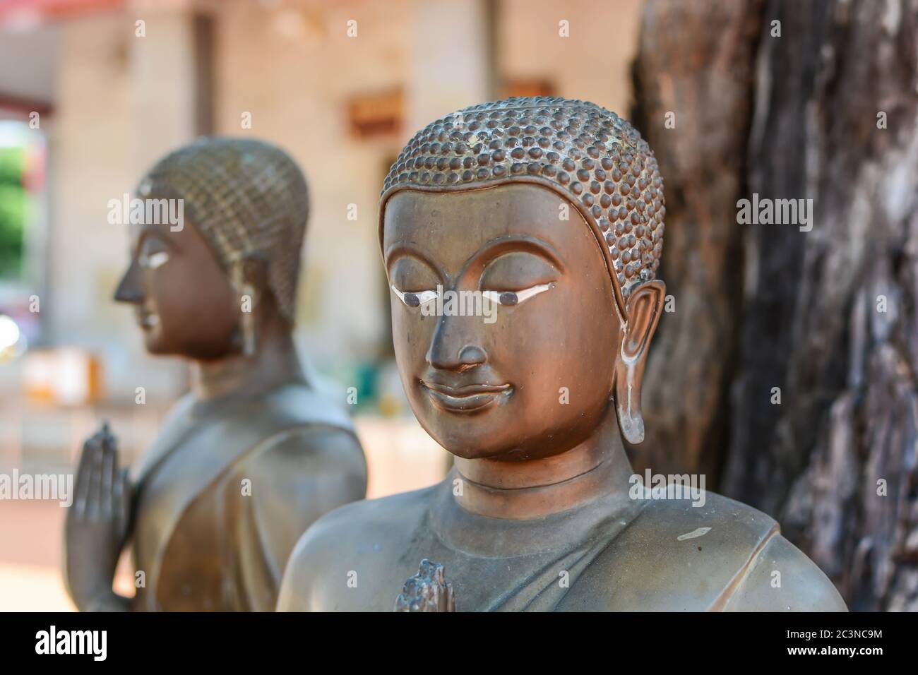 Two Ancient Buddha statue  in bangkok, Thailand Stock Photo