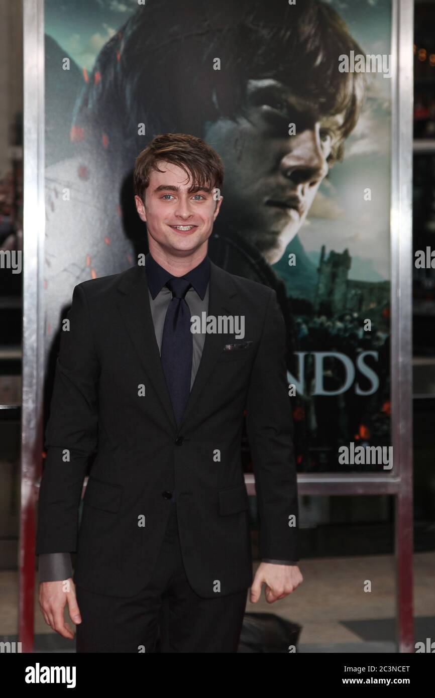 NEW YORK, NY - JULY 11, 2011: Actor Daniel Radcliffe attends the New York premiere of 'Harry Potter And The Deathly Hallows: Part 2' Stock Photo
