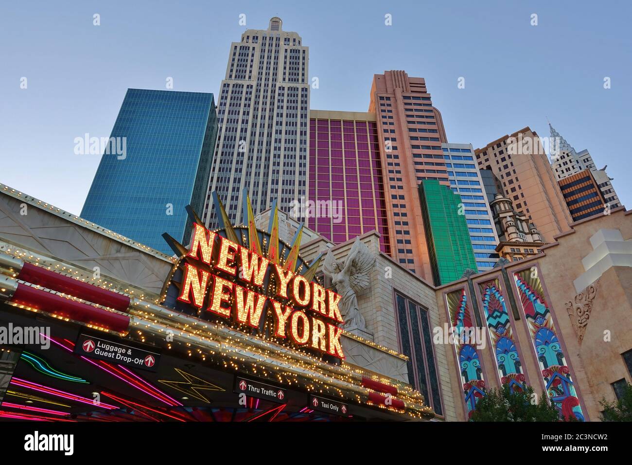 LAS VEGAS, NV -6 JUN 2020- Located on the Strip in downtown Las Vegas, United States, the New York New York Hotel and Casino includes replica of famou Stock Photo