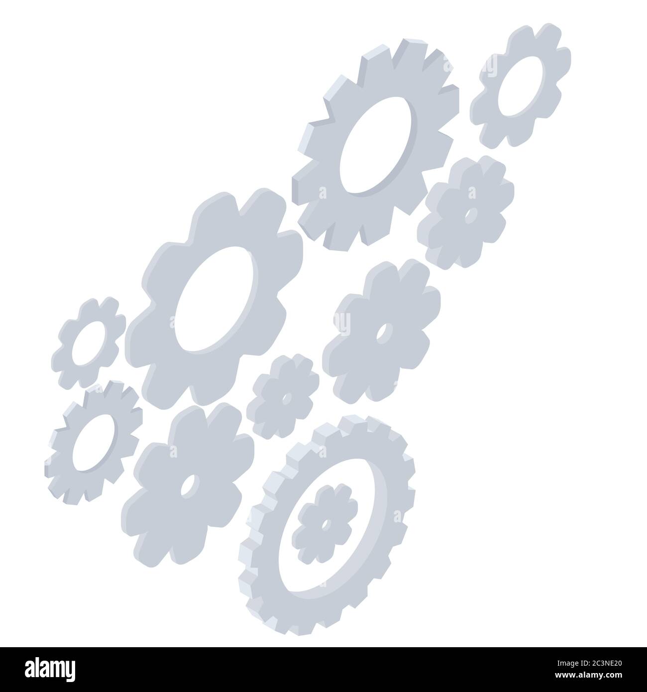 isometric gears isolated on white background. working system concept vector illustration Stock Vector