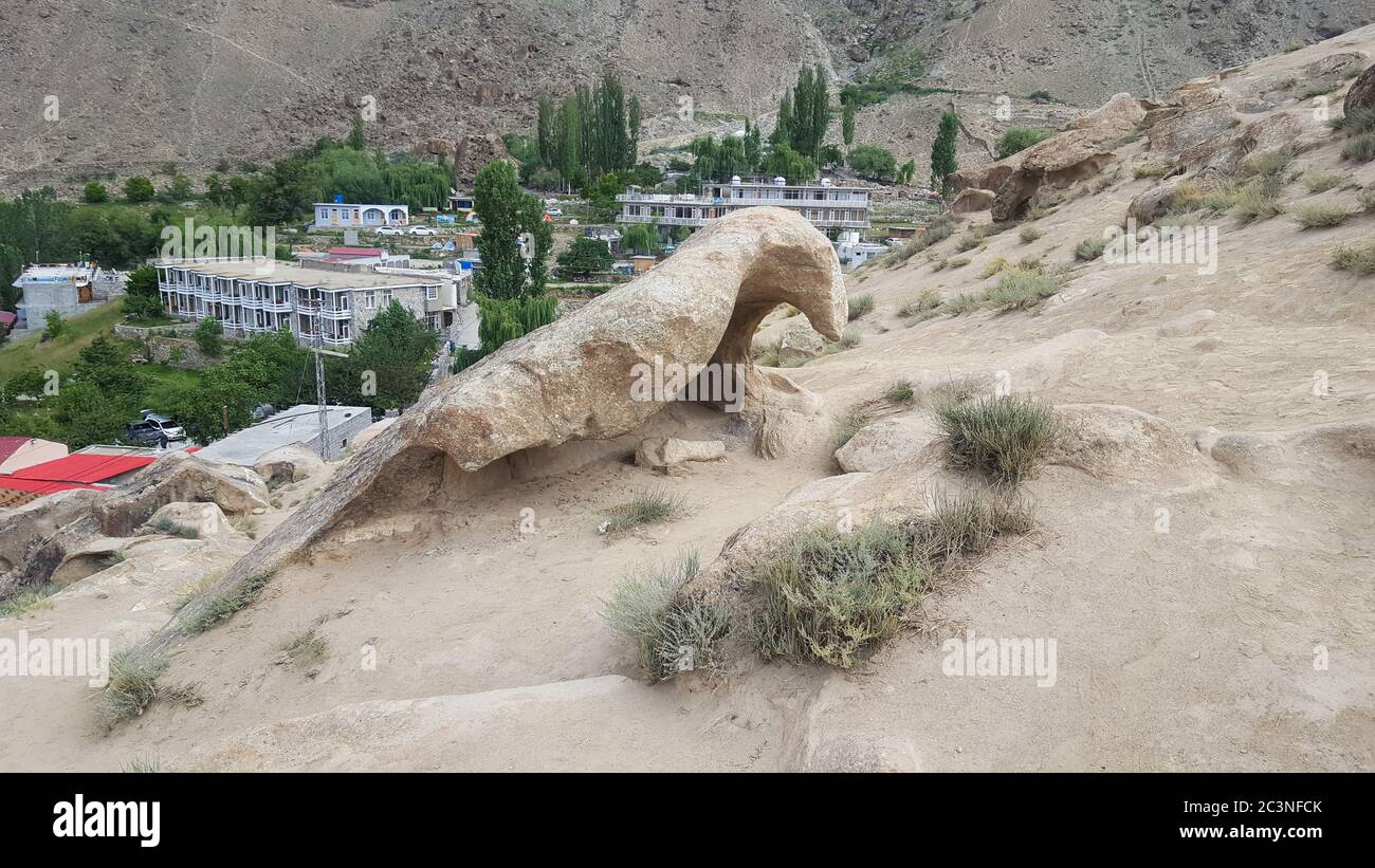 Eagle Shape Rock On The Hunza View Point, At Eagle's Nest, Hunza, Gilgit Baltistan, Karachi, Pakistan Stock Photo