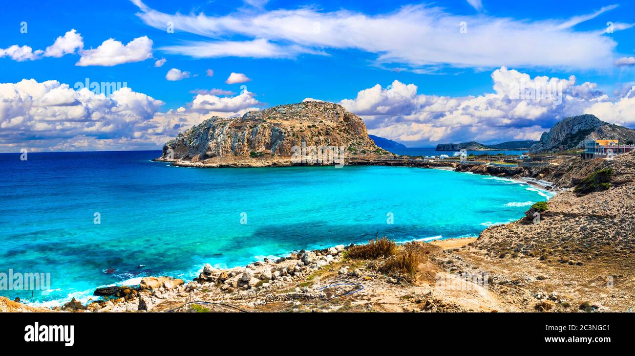 Beautiful sea landscape and wild beaches of Karpathos island. Greece Stock Photo