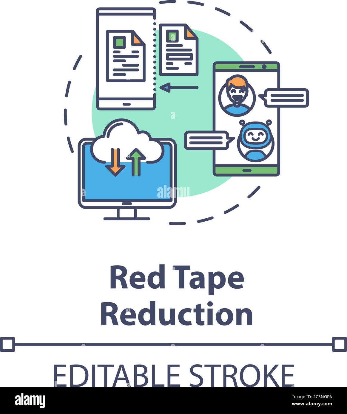 Red tape reduction concept icon Stock Vector