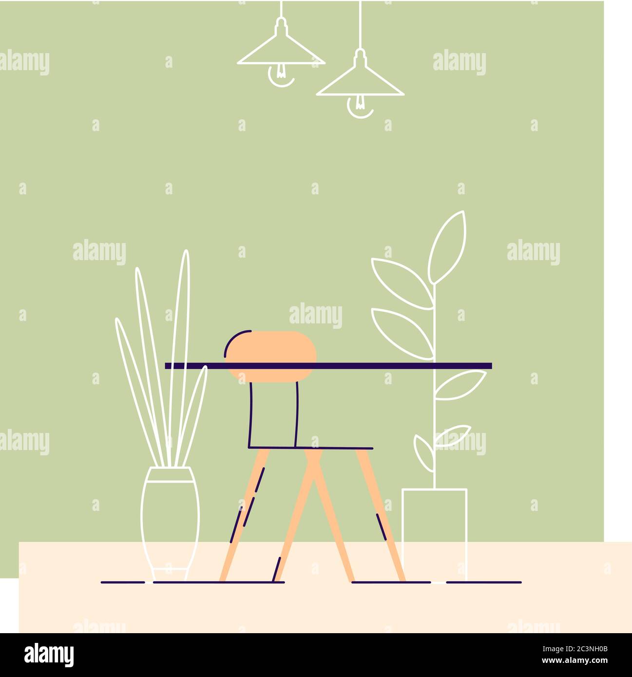 Coffee table semi flat vector illustration Stock Vector