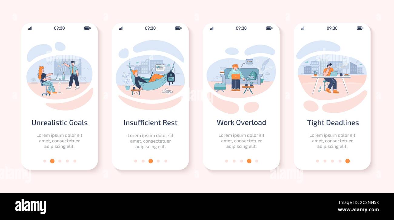 Business problems onboarding mobile app screen vector template Stock ...
