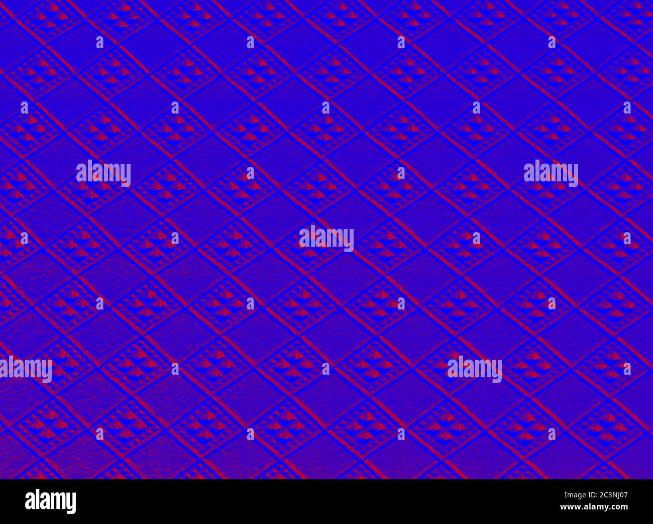 Illustration of a blue surface with small red textures and patterns ...