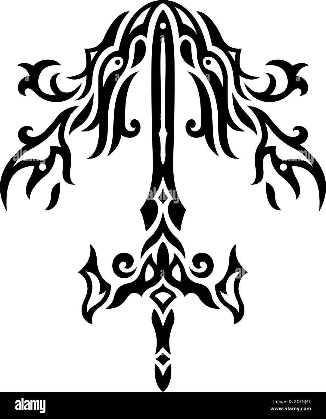 Flat black and white pattern with silhouette of sword Stock Vector ...