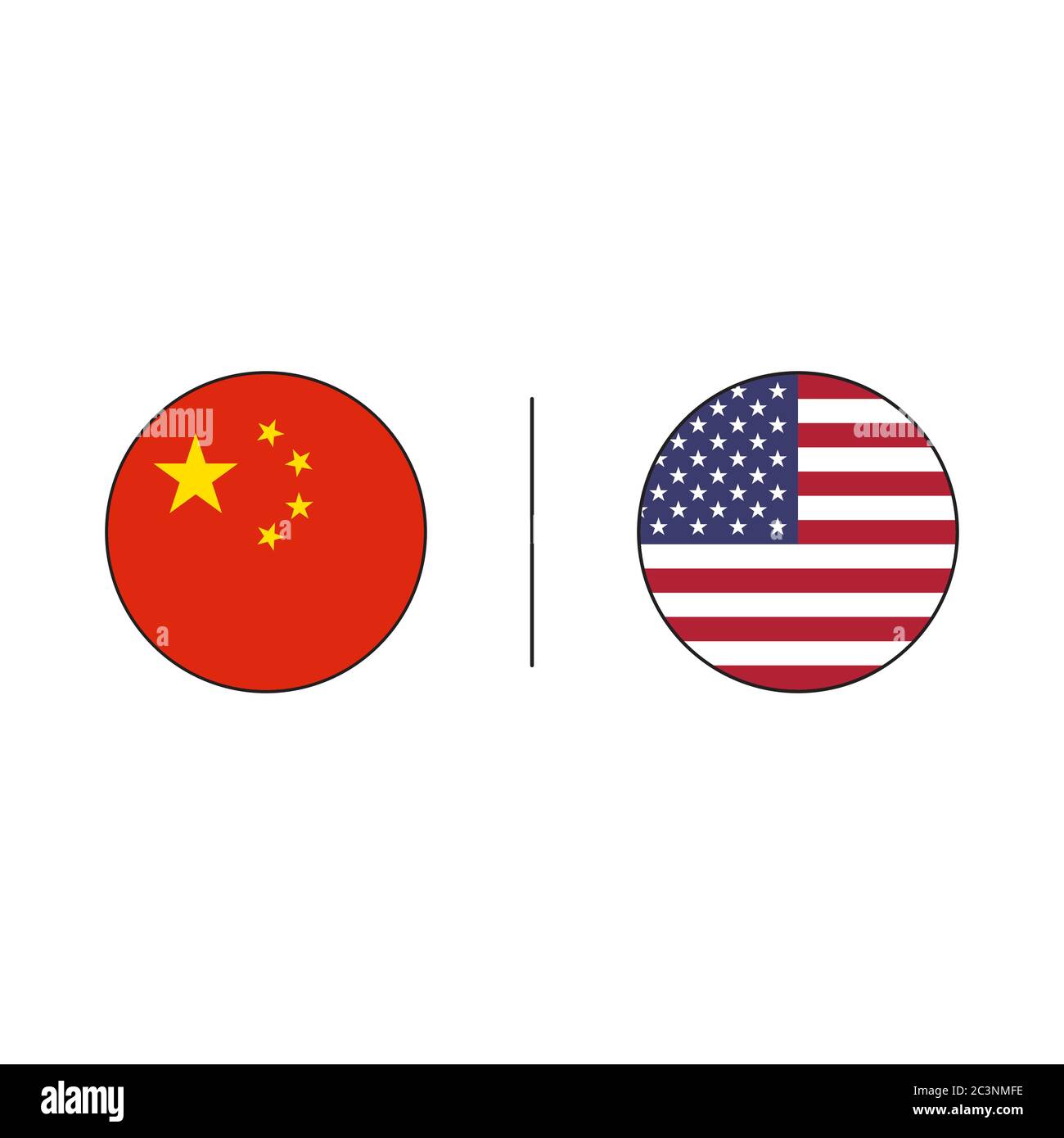 Circle China Flag Vs Usa Flag Design Vector Illustration Stock Vector Circle China Flag Vs Usa Flag Design Vector Illustration Stock Vector
