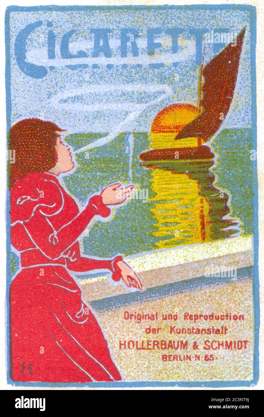 Cigarette advertising. Color Illustration of the 19th century. Stock Photo
