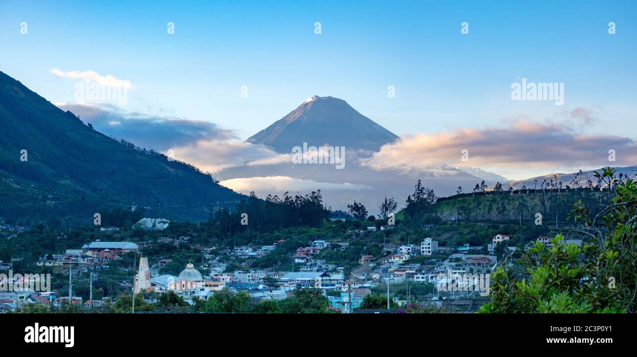 Center of Patate townd and Tungurahua vulcano Stock Photo