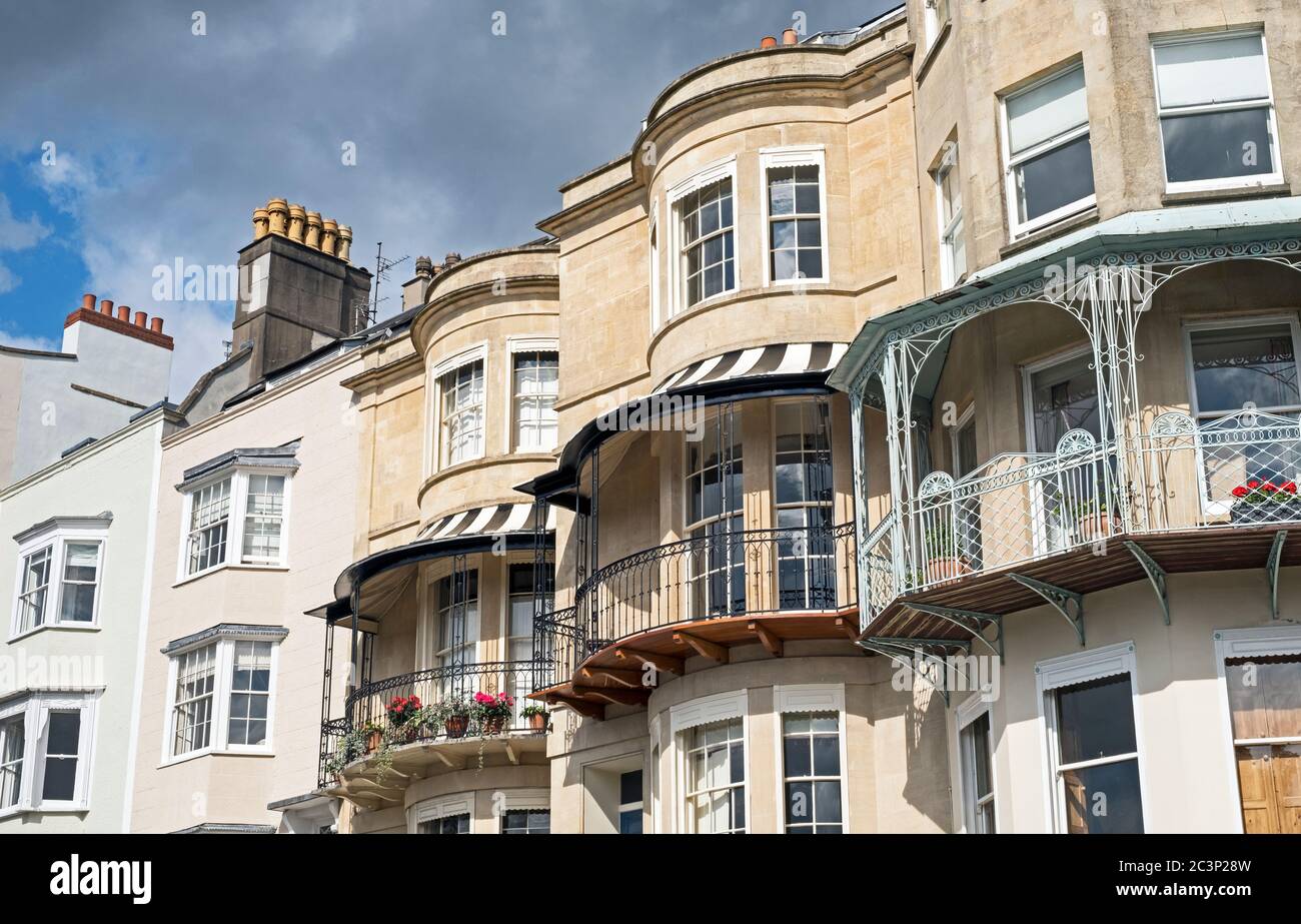 A terrace of houses on Sion Hill, Clifton, Bristol, UK Stock
