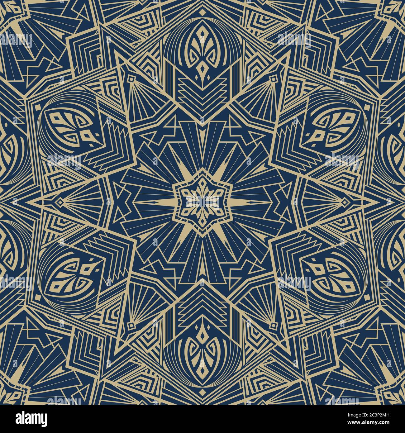 Seamless pattern in art deco style. Luxury gold background vector. Art deco mandala royal pattern seamless. Stock Photo