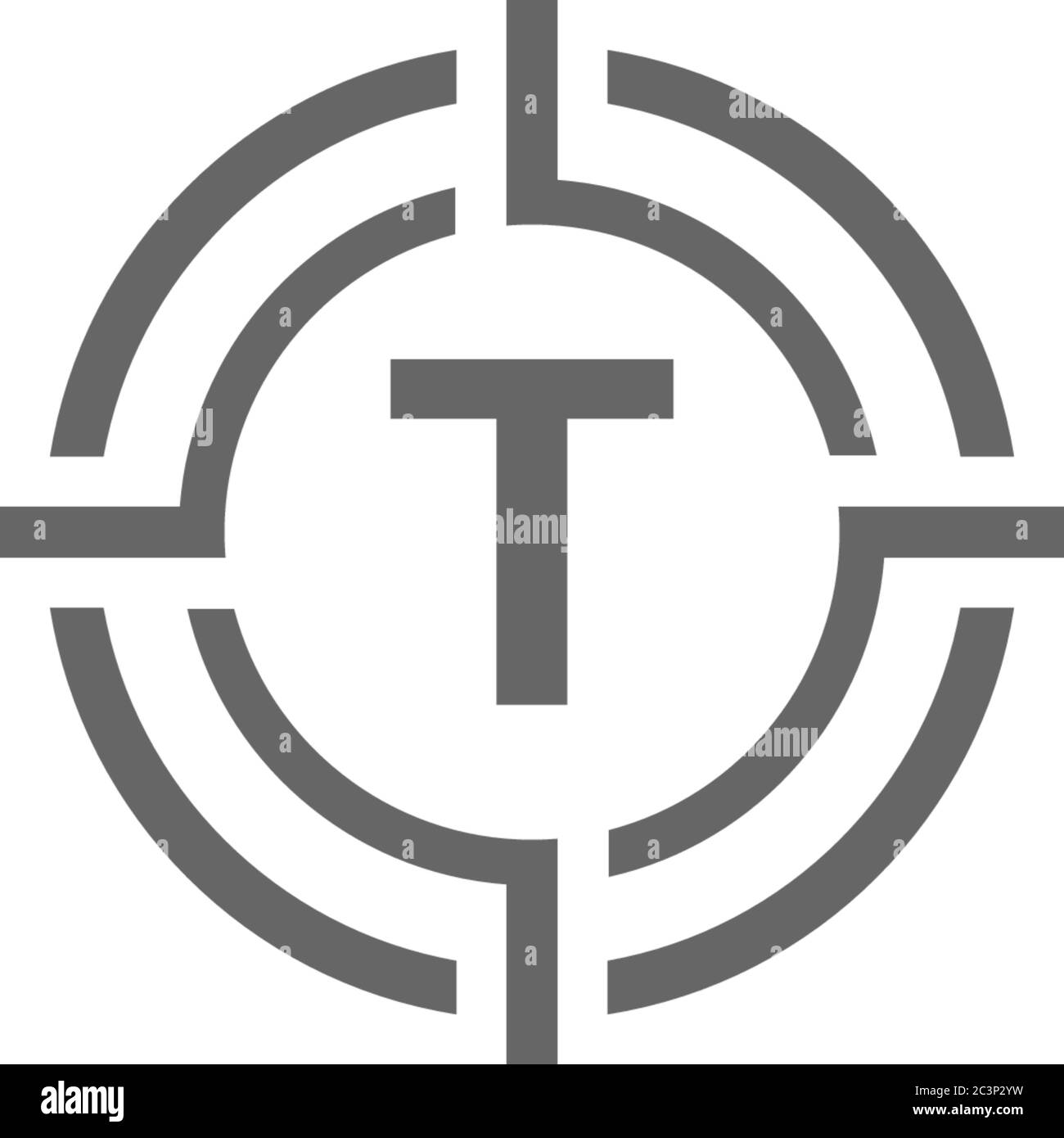 Modern circle shot minimalist T logo letter creative design concept ...