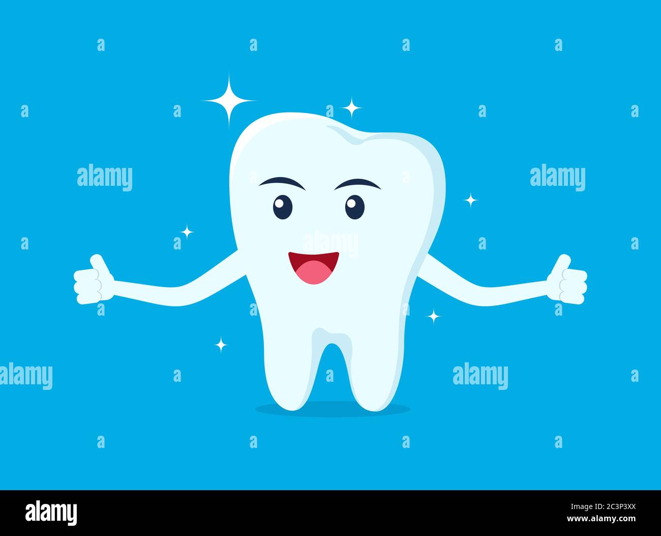 Healthy happy tooth character smiling. Vector illustration in flat style Stock Vector