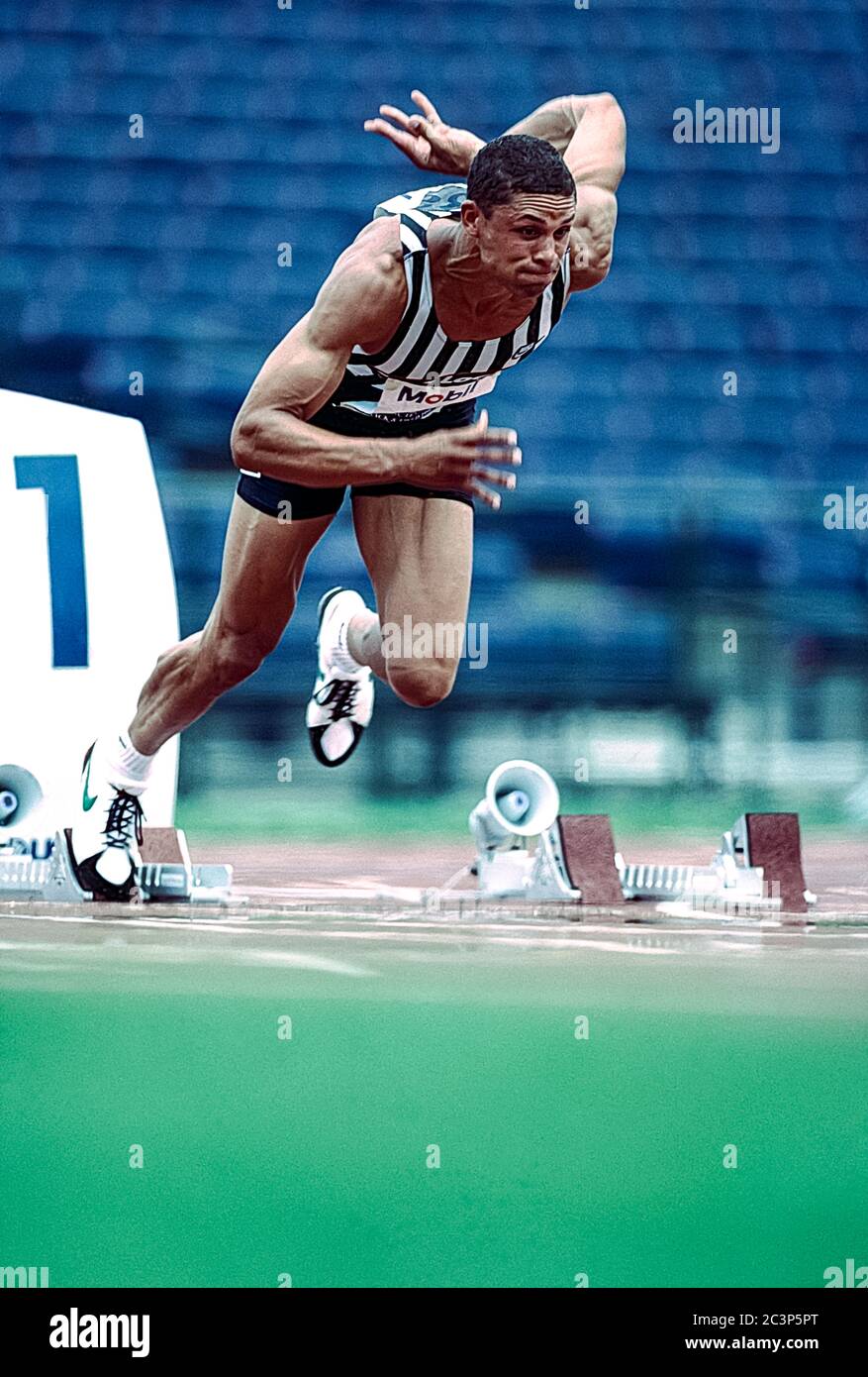 Dan O'Brien (USA) competing in the  decathlon at the 1996 US Olympic Track and Field Team Trials Stock Photo