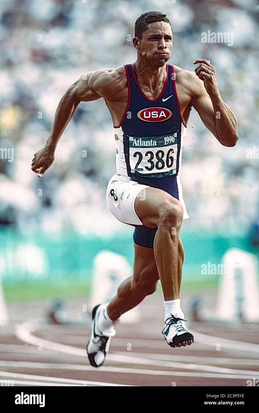 Dan O'Brien (USA) competing in the  decathlon at the 1996  Olympic Summer Games Stock Photo