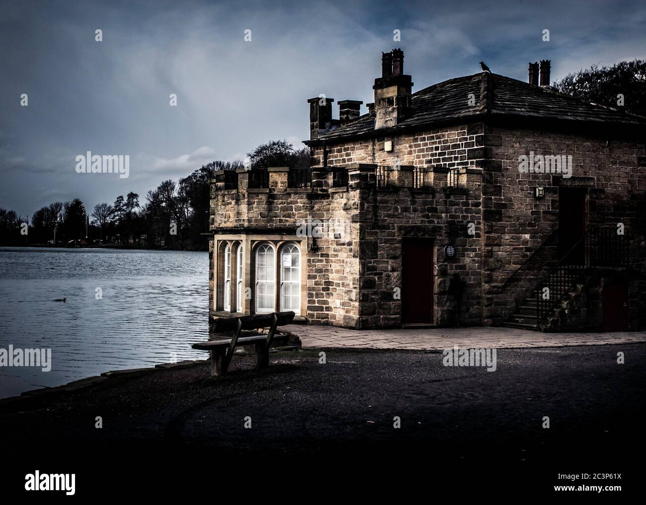 The Boathouse at Newmillerdam Country Park, Wakefield, West Yorkshire, United Kingdom. Stock Photo