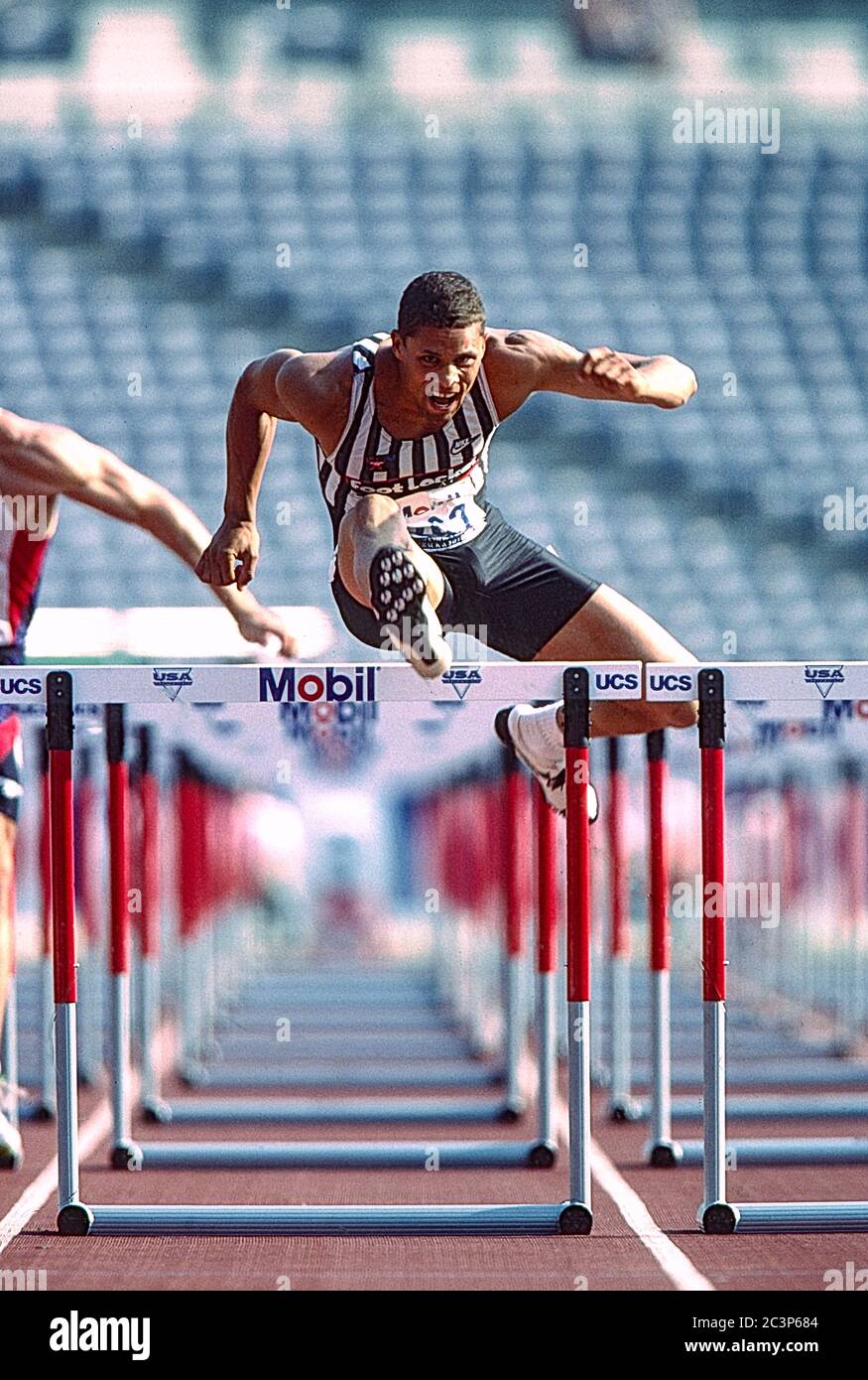 Dan O'Brien (USA) competing in the  decathlon at the 1996 US Olympic Track and Field Team Trials Stock Photo