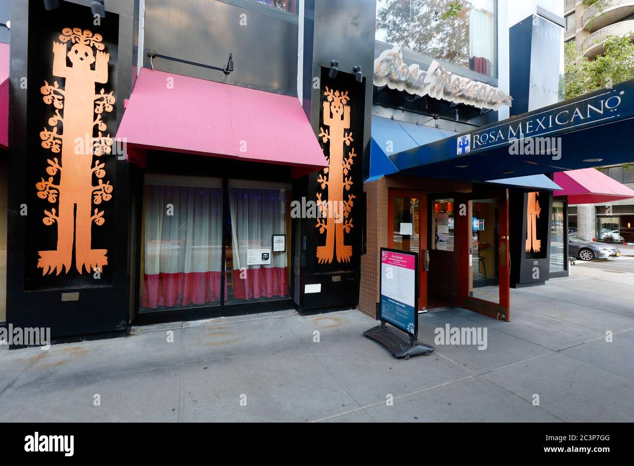 Rosa Mexicano, 61 Columbus Ave, New York, NYC storefront photo of a Mexican restaurant in Lincoln Square in the Upper West Side of Manhattan. Stock Photo
