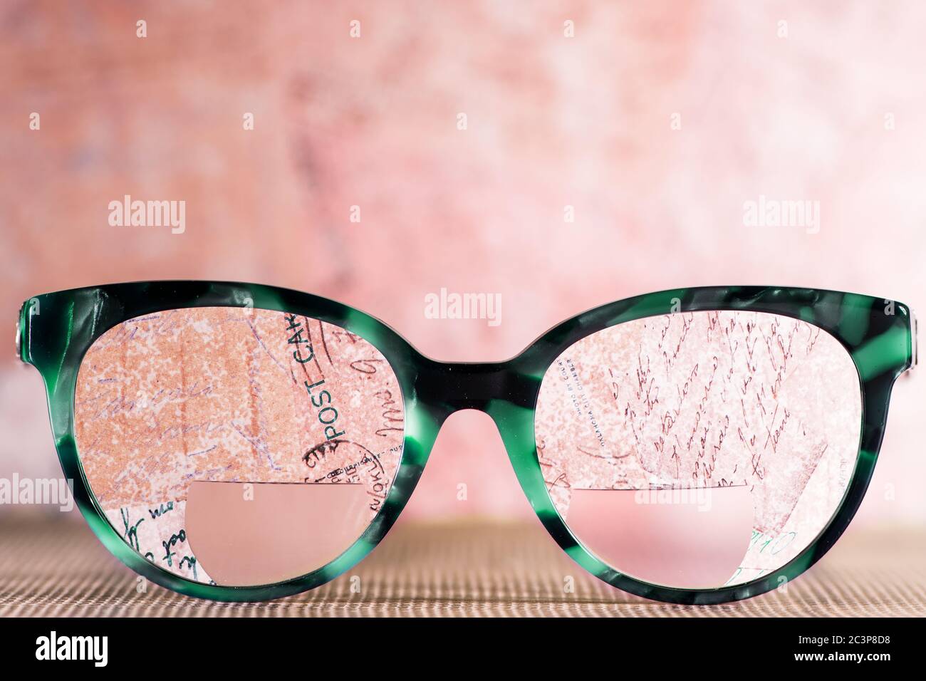 Eyeglasses Glasses with Bifocals and Black blue Frame smudged agaist