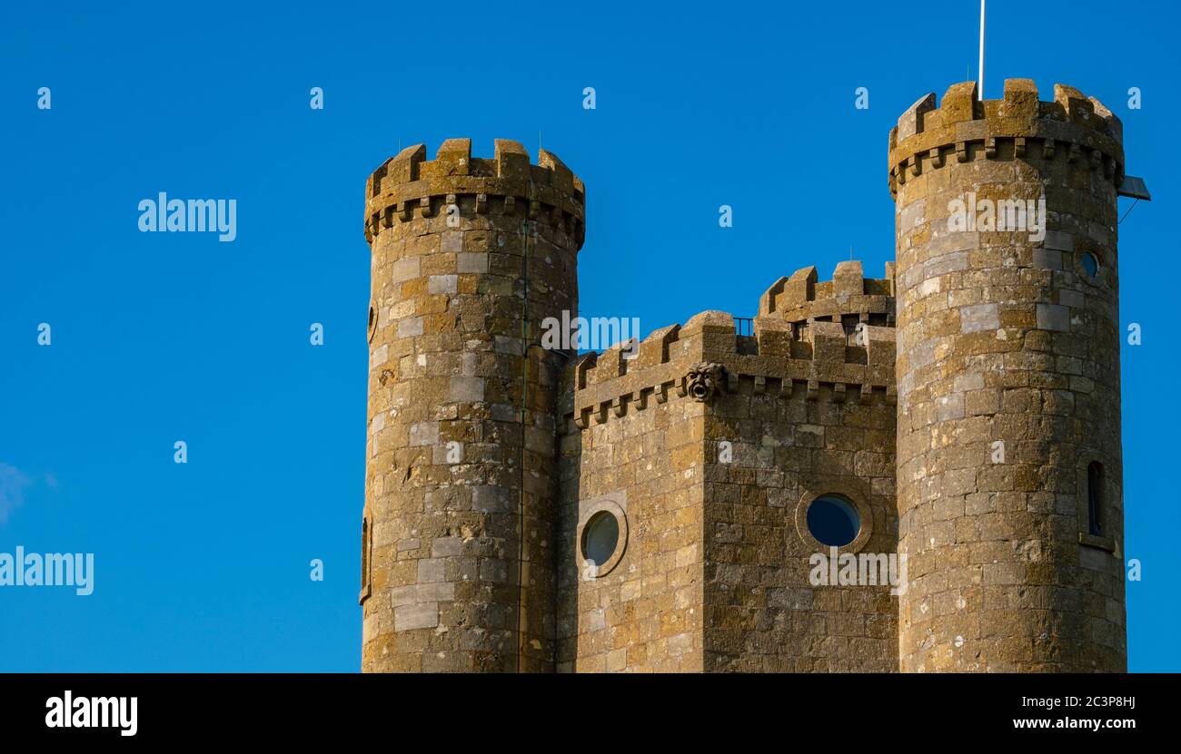 Broadway Tower is a famous landmark in The Cotswolds, Worcestershire, England, Europe. Stock Photo