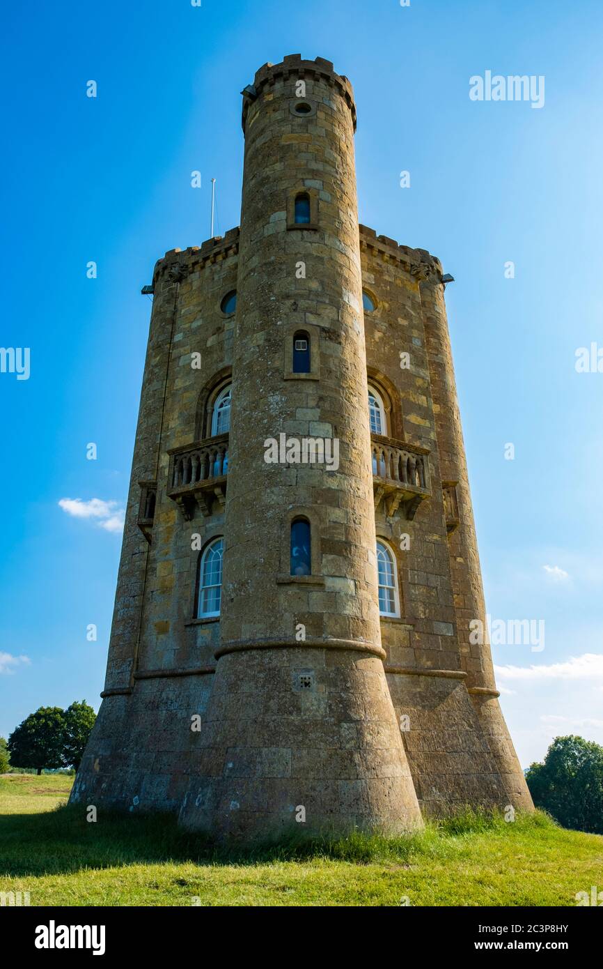 Broadway Tower is a famous landmark in The Cotswolds, Worcestershire, England, Europe. Stock Photo