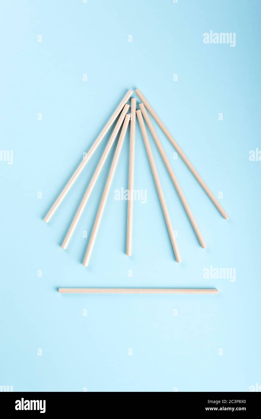 Sailboat made of paper drinking straws as a recycling concept Stock Photo