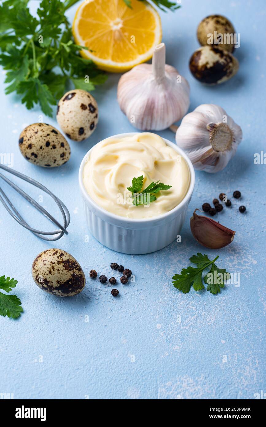 Homemade mayonnaise sauce with ingredient Stock Photo Alamy