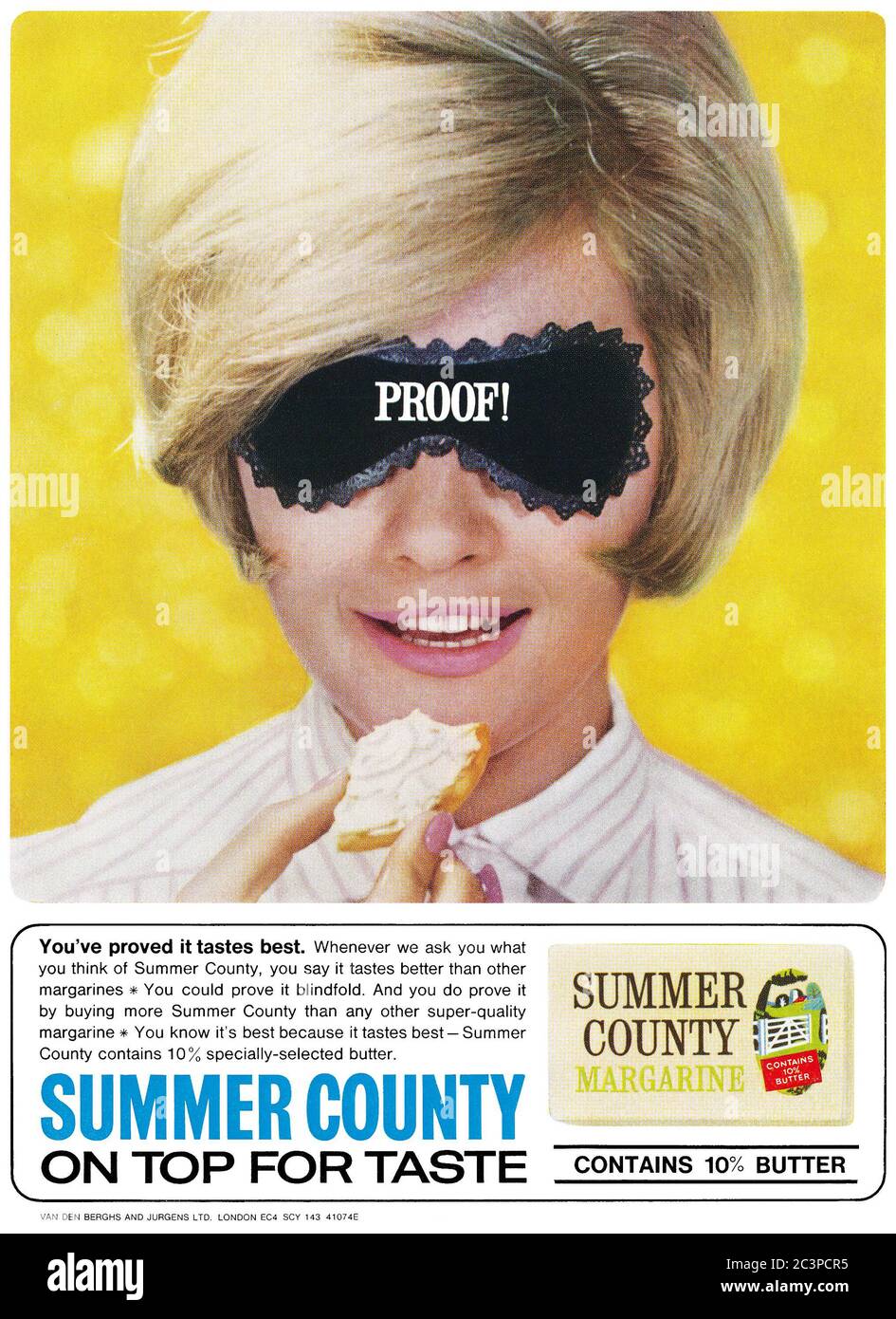 1964 British advertisement for Summer County margarine. Stock Photo