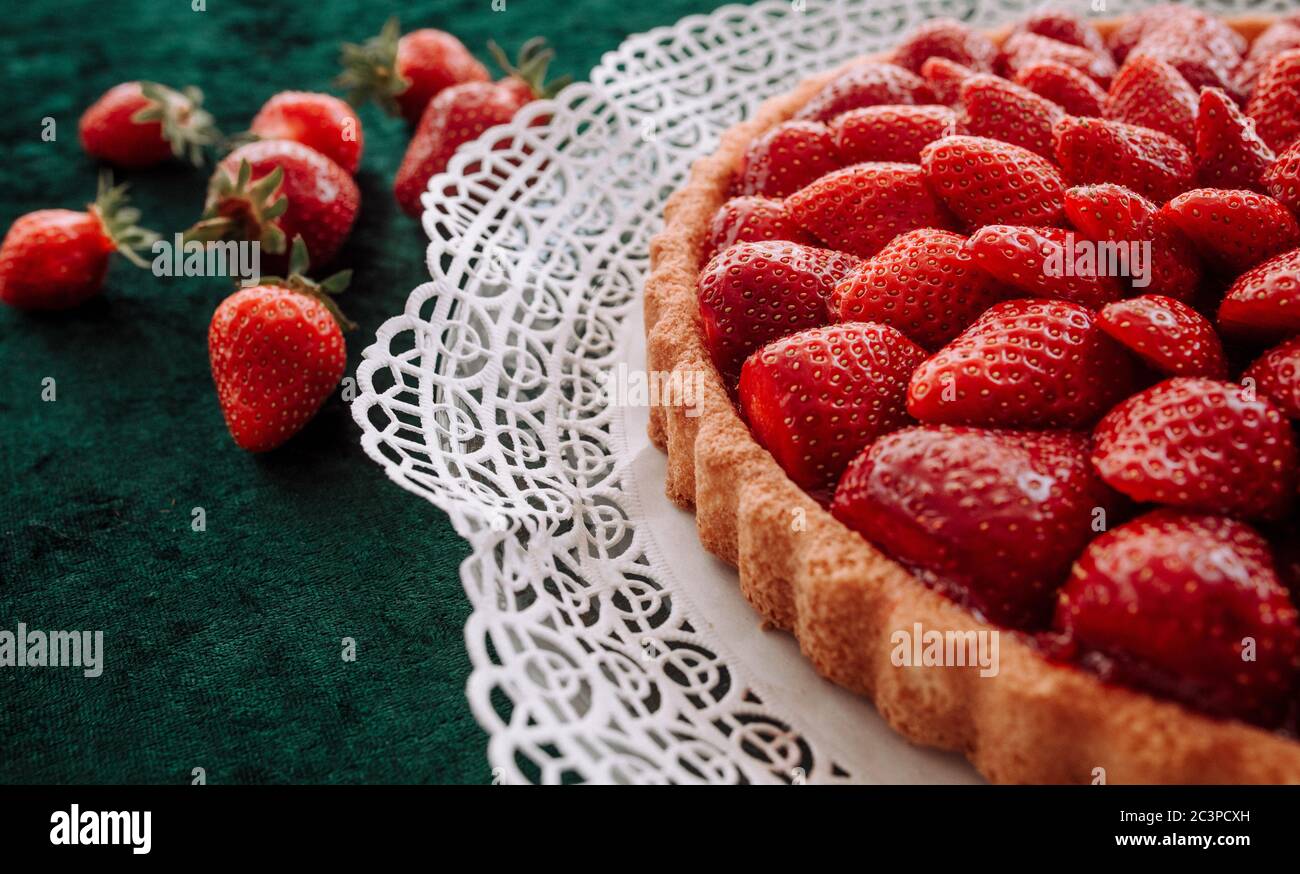 fresh home made strawberry cake  Stock Photo