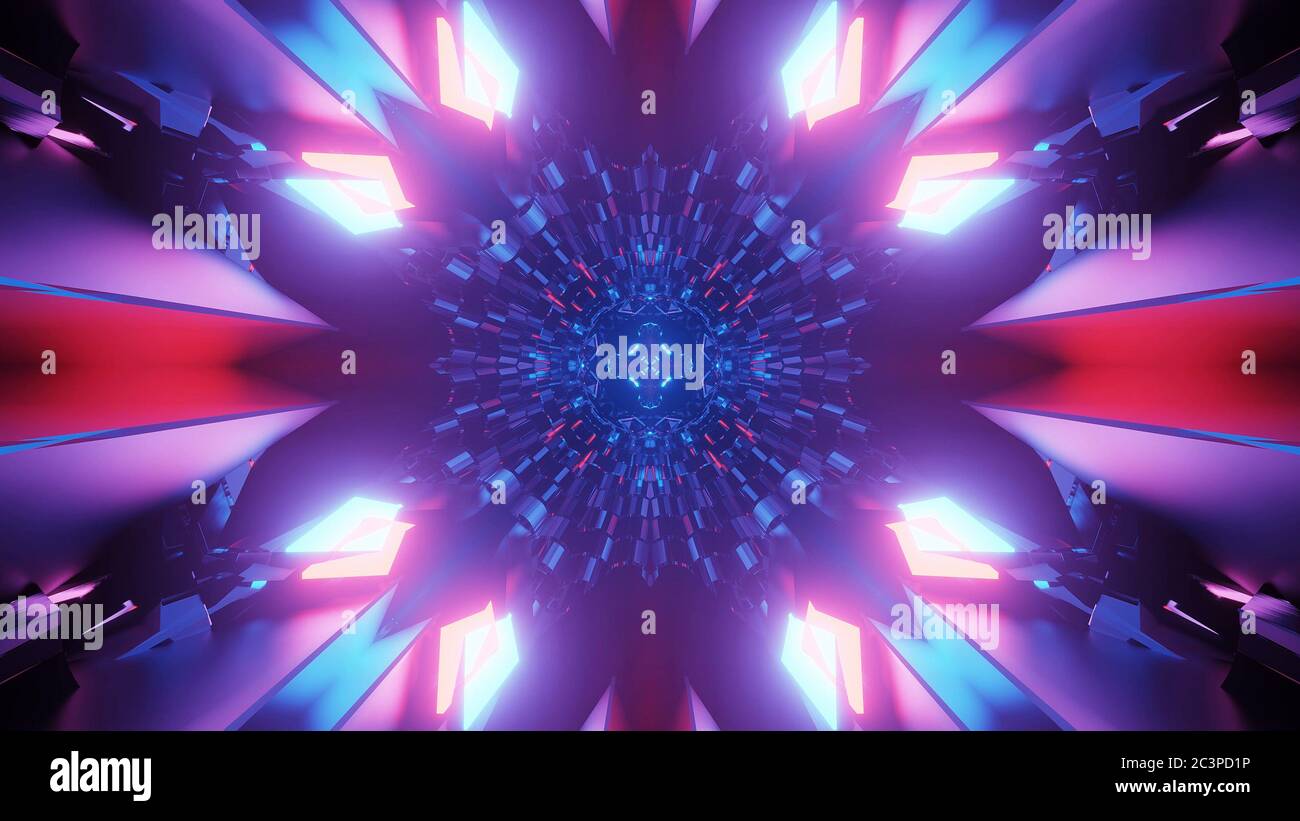 Cosmic background of a 3D rendering of blue purple pink lights ...
