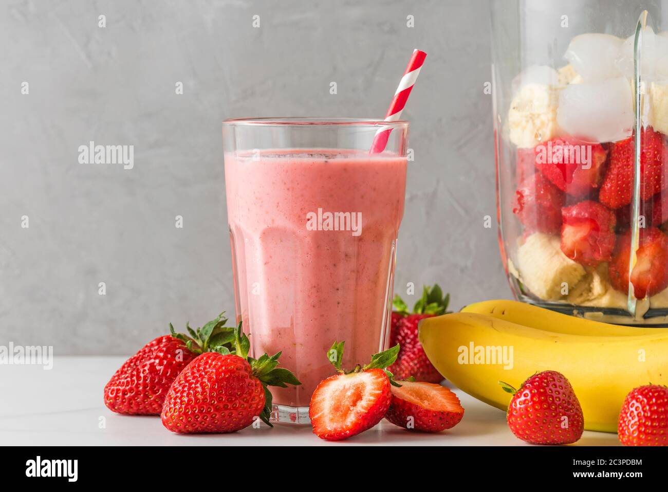 Healthy banana strawberry milk hi-res stock photography and images - Alamy