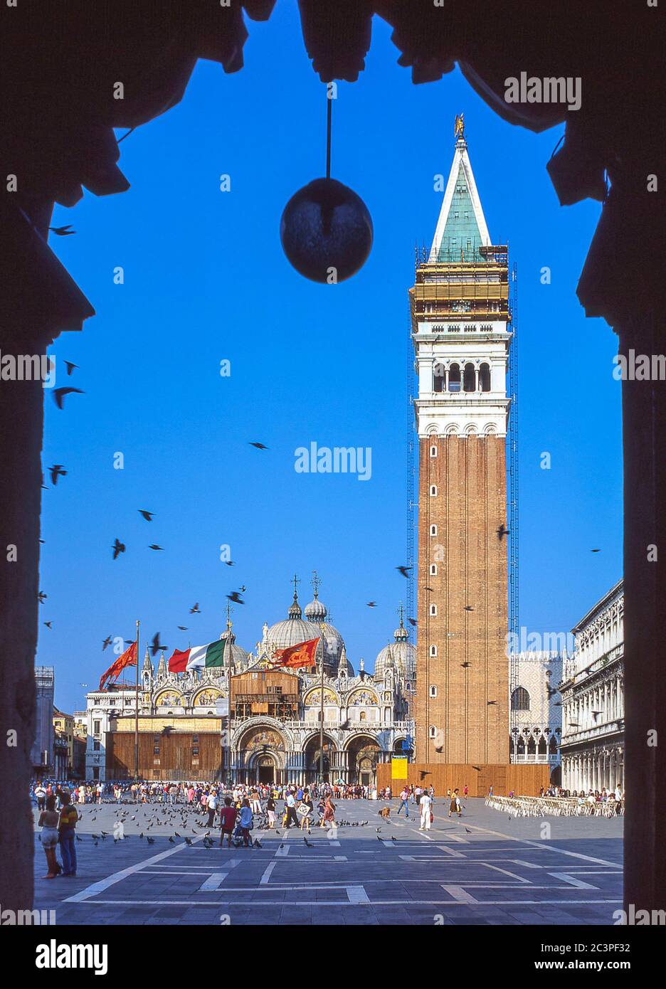 St Mark's Campanile, St Mark's Square, Venice, Veneto Region, Italy Stock Photo