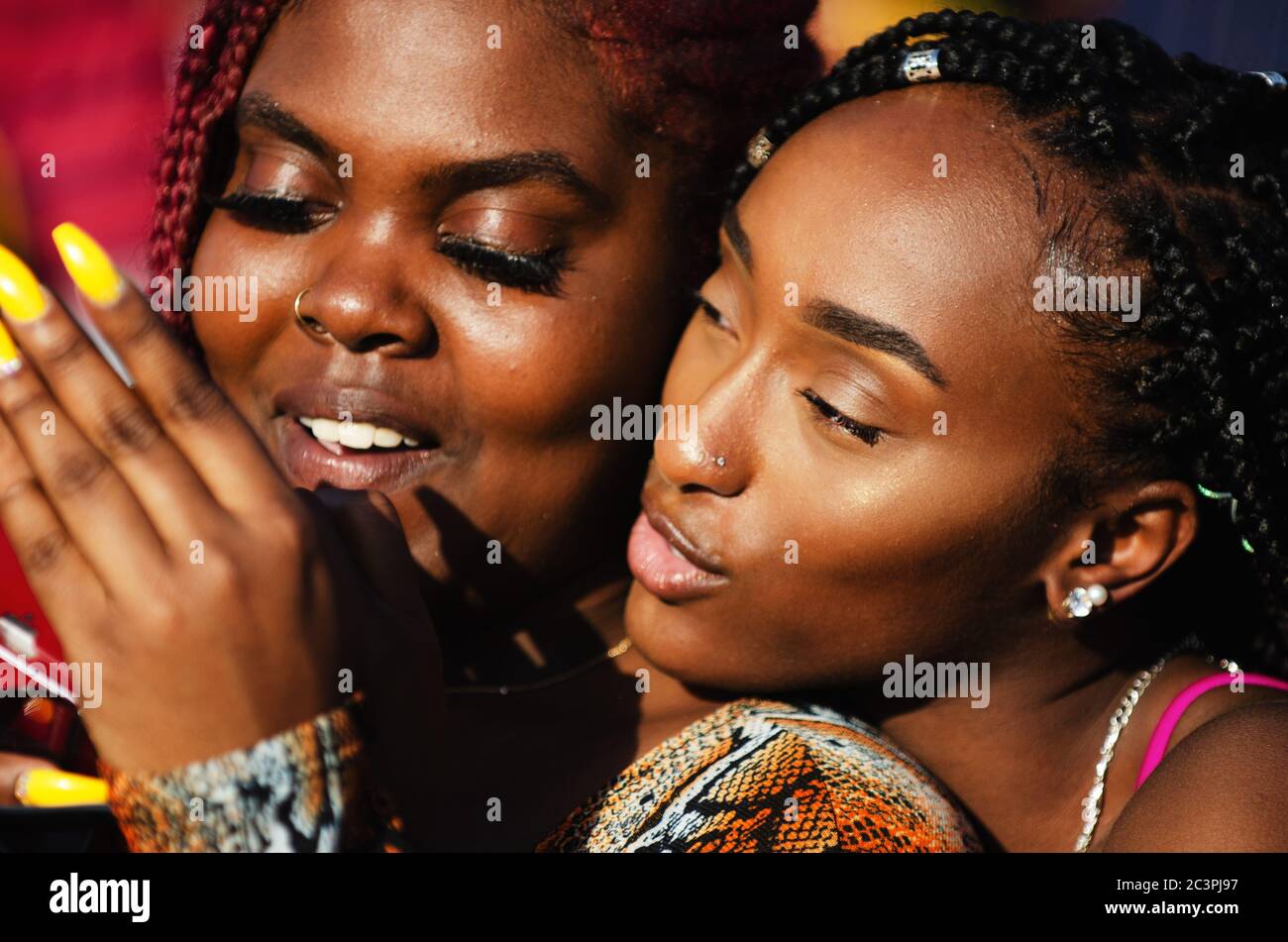 MIAMI MARCH 16, 2019 A pair of young college students take a selfie