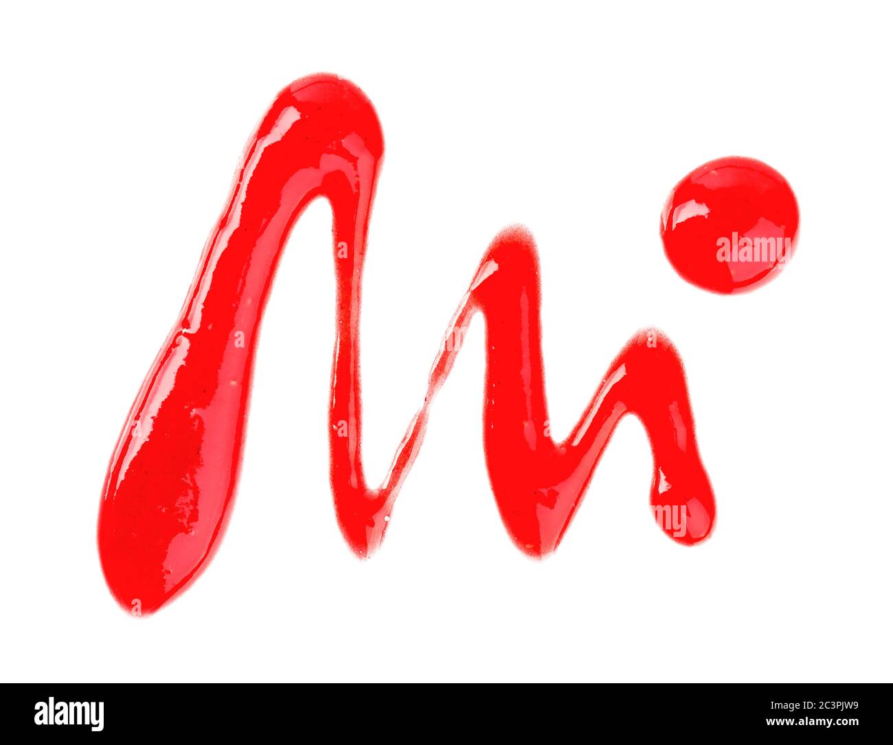 Raspberry jam drizzle isolated on white background. Top view. Stock Photo
