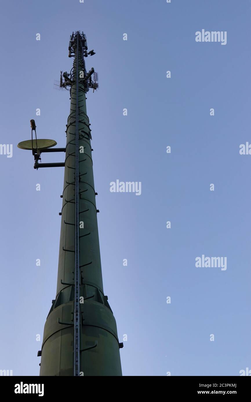 Close up mobile mast – cell site – cell tower – cellular base station Stock Photo