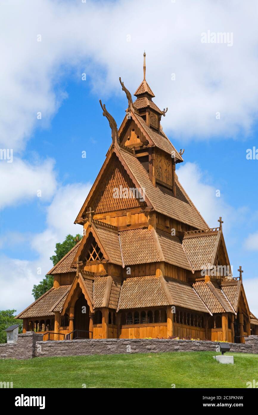 Gol Stave Church, Scandinavian Heritage Park, Minot, North Dakota, USA