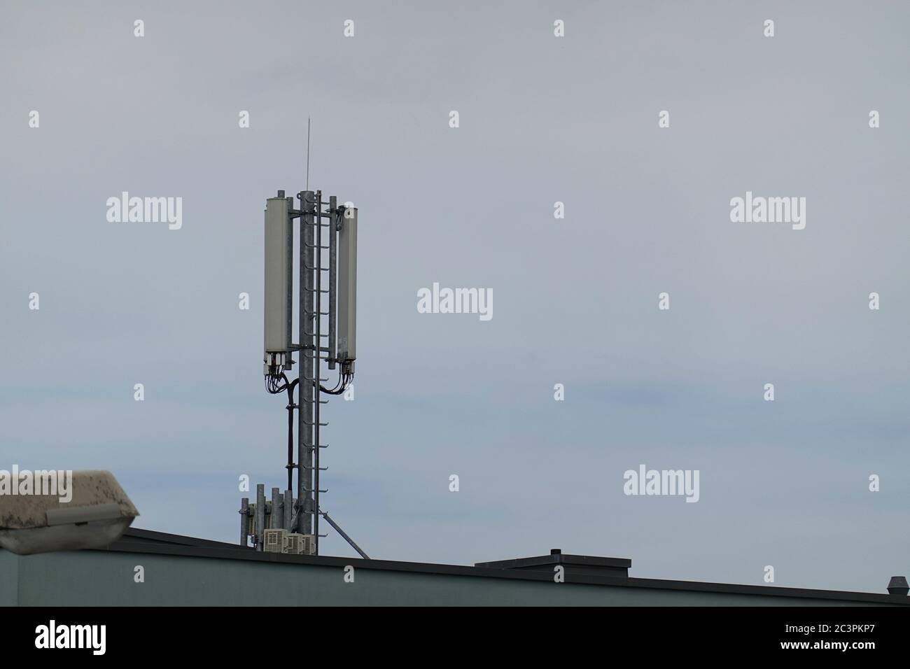 Close up mobile mast – cell site – cell tower – cellular base station Stock Photo