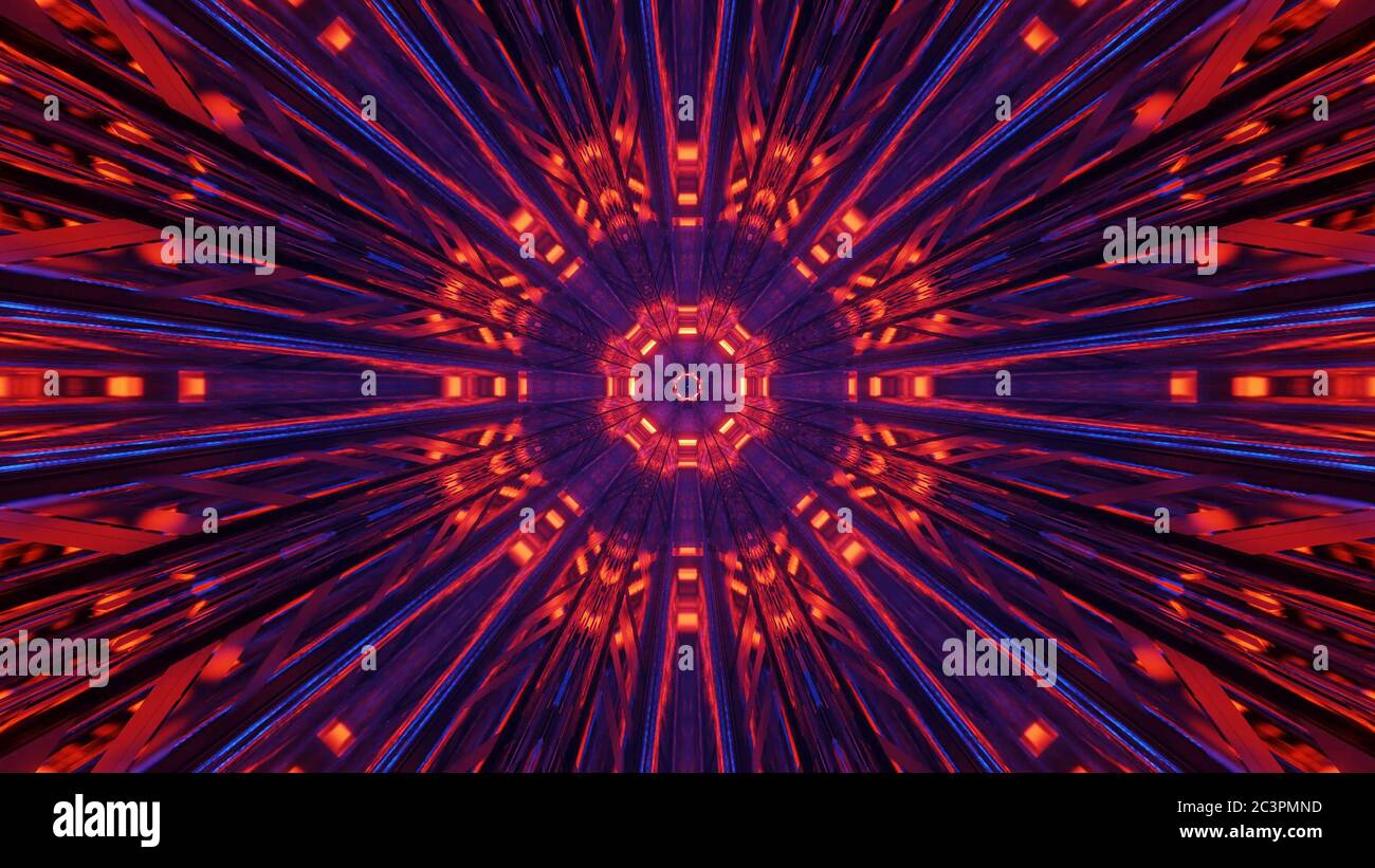 3D rendering abstract futuristic background with a glowing neon blue ...