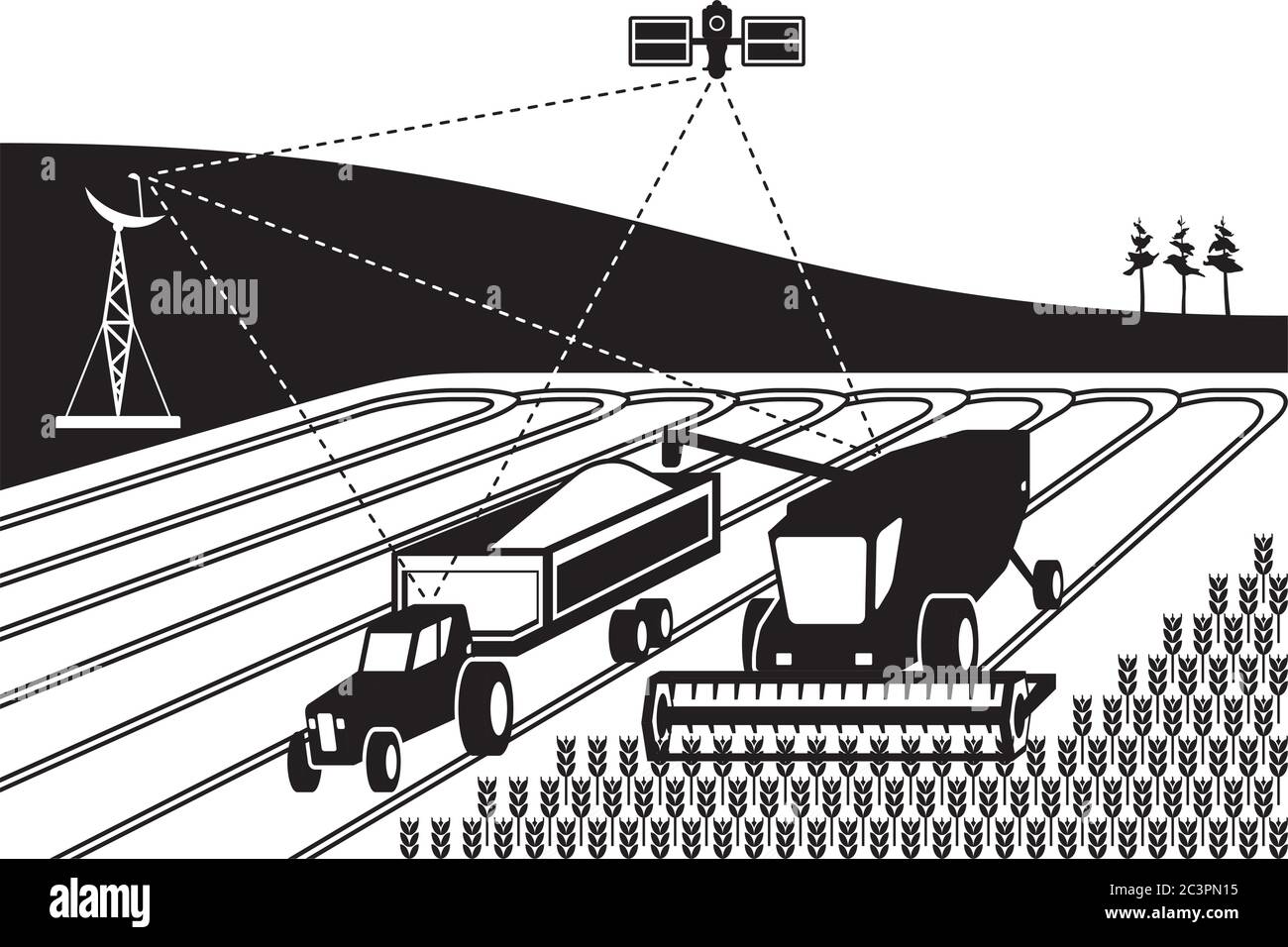 Tracking of agricultural machinery vector illustration Stock Vector Image & Art Alamy