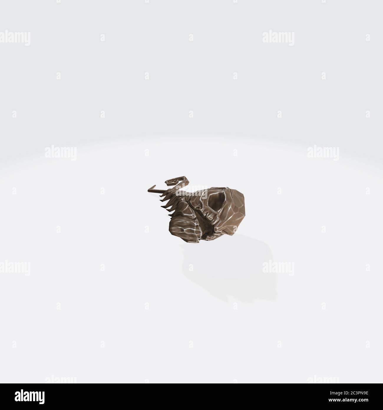 Illustration of a 3D rendering of a skeleton of a fish on a white ...